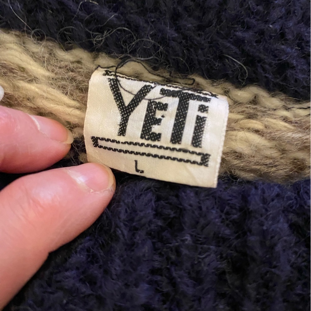 Vintage oversized Yeti Handknit Thick 100% Pure Nepal Wool Aztec sweater Size L - Picture 5 of 11